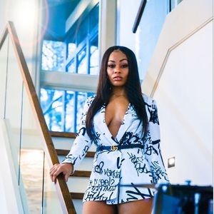 White and black graffiti blazer